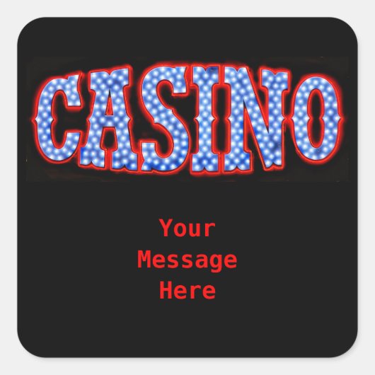 Casino in Red White & Blue Quadratischer Aufkleber (Vorderseite)