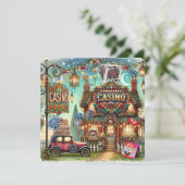 CASINO KARTEN. BINGO EINLADUNG (Stehend Vorderseite)