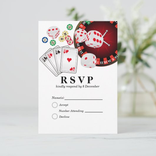 Casino las vegas 3,5" x 5" Response Card RSVP Karte (Stehend Vorderseite)