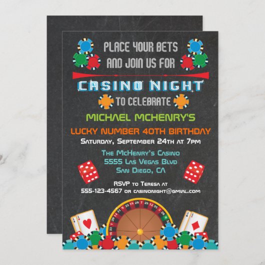 Casino Las Vegas Gambling Party Einladung (Vorne/Hinten)