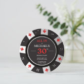 Casino Las Vegas Poker Chip 30. Geburtstag Einladung (Stehend Vorderseite)