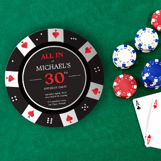 Casino Las Vegas Poker Chip 30. Geburtstag Einladung