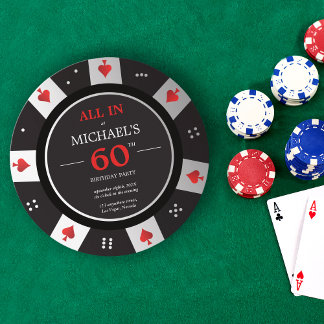 Casino Las Vegas Poker Chip 60. Geburtstag Einladung