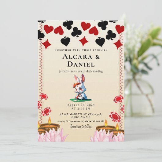 Casino Las Vegas Poker wedding Einladung (Stehend Vorderseite)