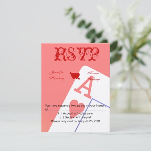 Casino Las Vegas Wedding RSVP Karte (Stehend Vorderseite)