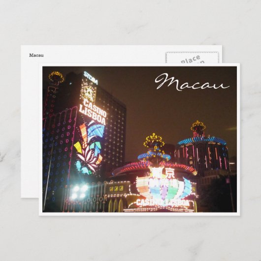 Casino Lichter Macau Postkarte (Vorne/Hinten)