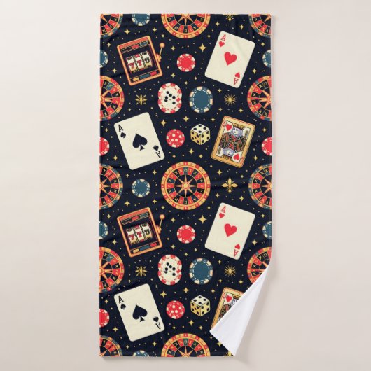 Casino-Musterdesign auf Schwarz Badehandtuch (Badehandtuch)