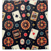 Casino-Musterdesign auf Schwarz Duschvorhang (Vorderseite)