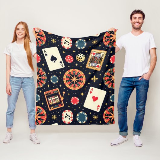 Casino-Musterdesign auf Schwarz Fleecedecke (Beispiel)