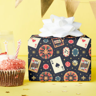 Casino-Musterdesign auf Schwarz Geschenkpapier