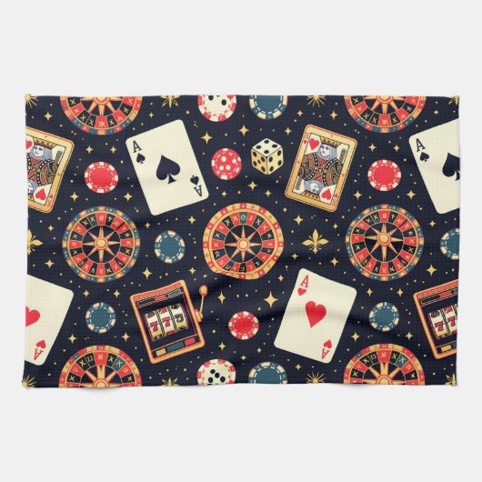 Casino-Musterdesign auf Schwarz Geschirrtuch (Horizontal)