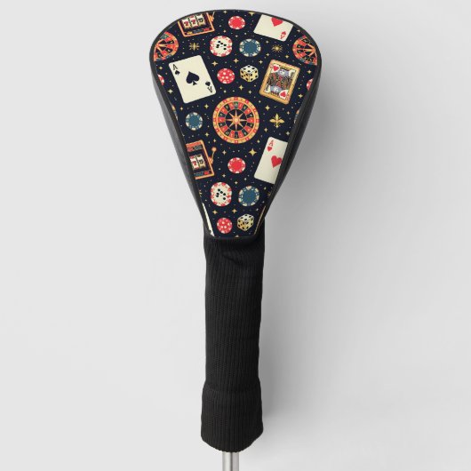 Casino-Musterdesign auf Schwarz Golf Headcover (Vorderseite)