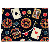 Casino-Musterdesign auf Schwarz Große Geschenktüte (Vorderseite)