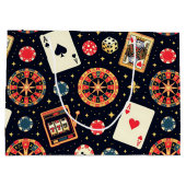 Casino-Musterdesign auf Schwarz Große Geschenktüte (Rückseite)