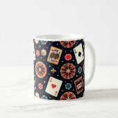 Casino-Musterdesign auf Schwarz Kaffeetasse (VorderseiteRechts)