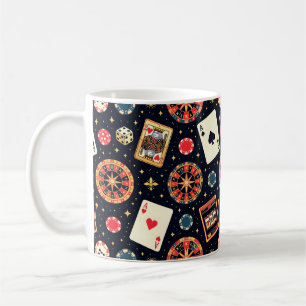 Casino-Musterdesign auf Schwarz Kaffeetasse