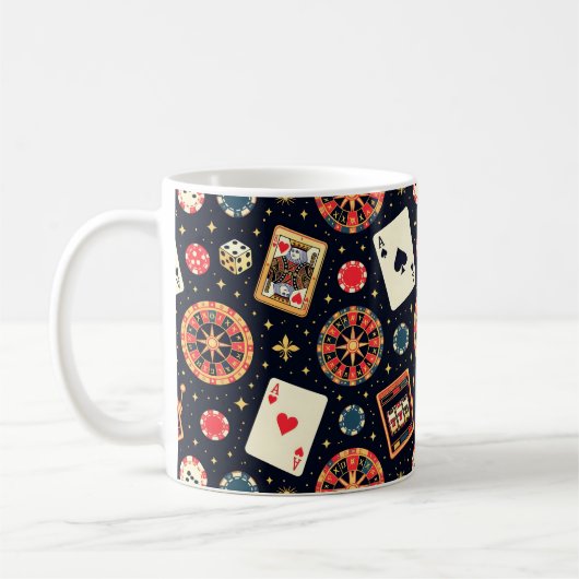 Casino-Musterdesign auf Schwarz Kaffeetasse (Links)