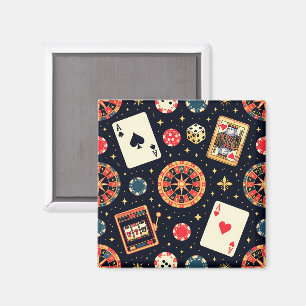 Casino-Musterdesign auf Schwarz Magnet