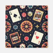 Casino-Musterdesign auf Schwarz Magnet (Vorne)