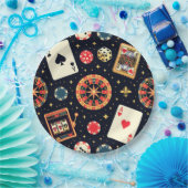 Casino-Musterdesign auf Schwarz Pappteller (Party)