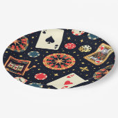Casino-Musterdesign auf Schwarz Pappteller (Schrägansicht)