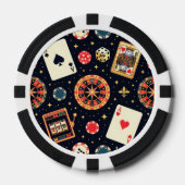 Casino-Musterdesign auf Schwarz Pokerchips (Vorderseite)