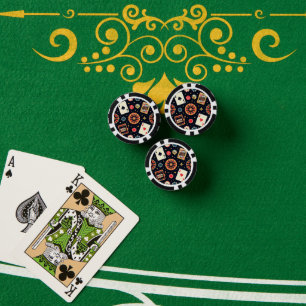 Casino-Musterdesign auf Schwarz Pokerchips