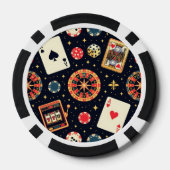 Casino-Musterdesign auf Schwarz Pokerchips (Rückseite)
