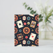 Casino-Musterdesign auf Schwarz Postkarte (Stehend Vorderseite)