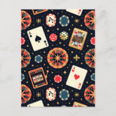 Casino-Musterdesign auf Schwarz Postkarte (Vorderseite)