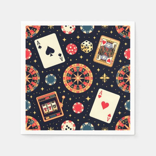 Casino-Musterdesign auf Schwarz Serviette (Vorderseite)