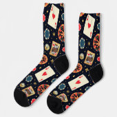 Casino-Musterdesign auf Schwarz Socken (Linkes Detail)