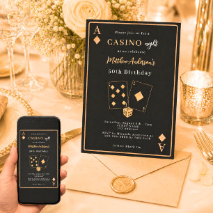 Casino-Nacht Black Gold Premium Geburtstag Einladung