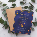Casino Nacht blauer Gold Einladung zum Geburtstag<br><div class="desc">Ein Casino-Abend zum Thema Geburtstag Einladung in Marineblau und Gold. Die blaue Farbe ist ungleichmäßig. Eine Wiedergabekarte als Rahmen. Vorlagen für Ihre Party-Informationen. 1 Blatt = 1 Einladung mit Druckkante bis Kante.</div>