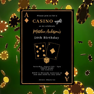 Casino Nacht schwarzes Gold Geburtstag Einladung