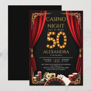 Casino Nacht Vegas Poker Roulette 50. Geburtstag Einladung