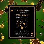 Casino Nachtschwarz Gold Einladung zum Geburtstag<br><div class="desc">Eine Casino-Nacht zum Thema Geburtstagseinladung in Schwarz und Gold. Eine Wiedergabekarte als Rahmen. Vorlagen für Ihre Party-Informationen. 1 Blatt = 1 Einladung mit Druckkante bis Kante.</div>