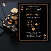 Casino Nachtschwarz Gold Einladung zum Geburtstag