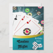 Casino Night Birthday Party Einladungen (Vorderseite)