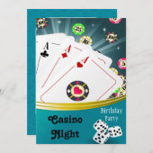 Casino Night Birthday Party Einladungen (Vorne/Hinten)