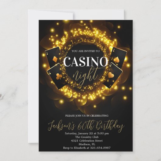 Casino Night Birthday Poker Geburtstagsparty Einladung (Vorderseite)