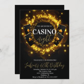 Casino Night Birthday Poker Geburtstagsparty Einladung (Vorne/Hinten)