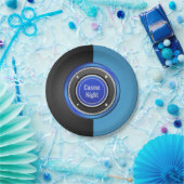 Casino Night Black and Blue Poker Chip Pappteller (Party)