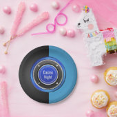 Casino Night Black and Blue Poker Chip Pappteller (Party)