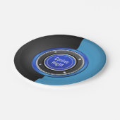 Casino Night Black and Blue Poker Chip Pappteller (Schrägansicht)