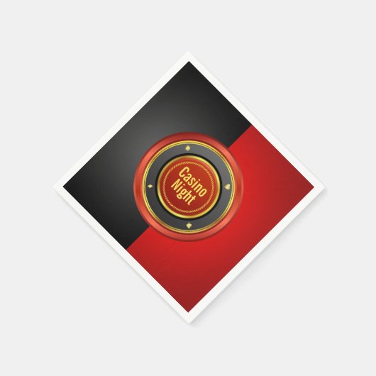 Casino Night Black and Red Poker Chip Serviette (Ecke)
