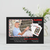 Casino Night Foto Einladung (Stehend Vorderseite)
