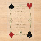 Casino Night Great Gatsby Bachelor Party Acryleinladungen (Vorderseite)