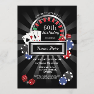 Casino Night Las Vegas Geburtstag Silber Party Einladung