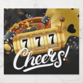 Casino Night Party Black Gold Cheers Schaumweinetikett (Einzelnes Label)